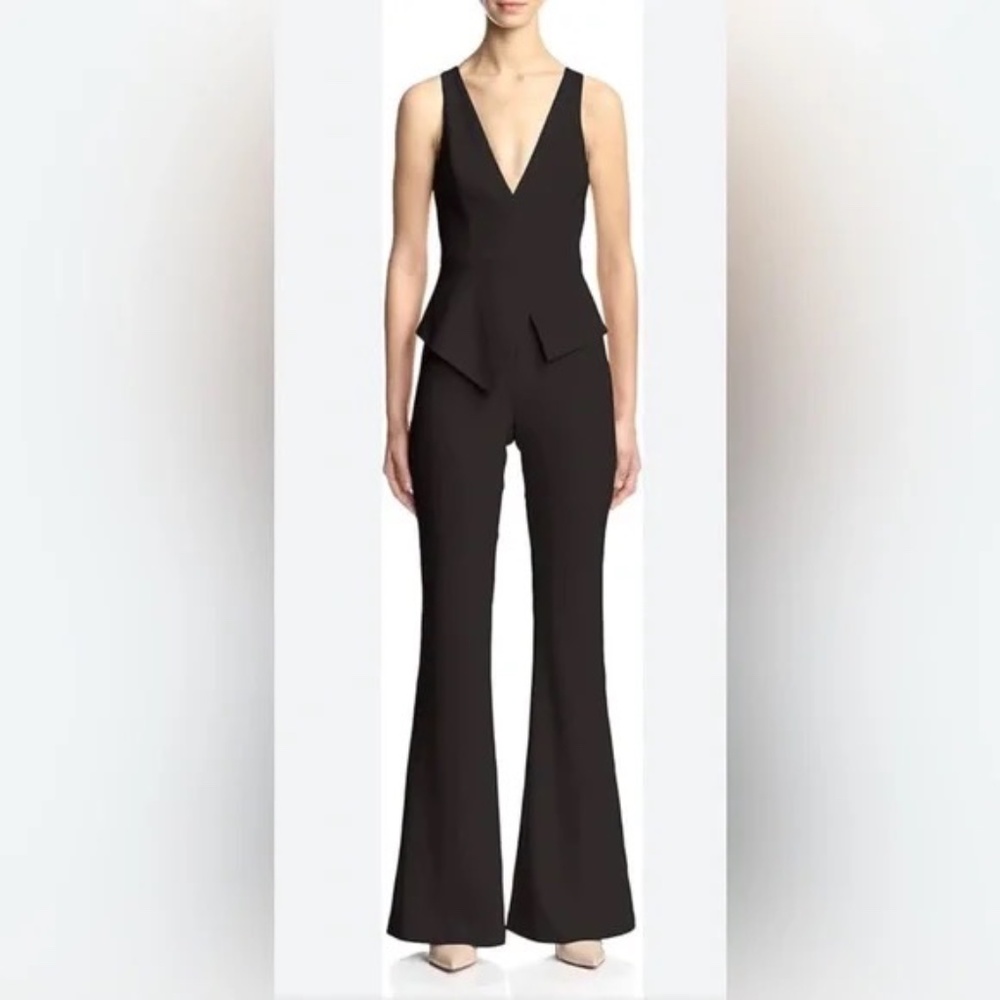 Jay Godfrey Navy‎ Women's Jumpsuit Size 4 Peplum Wide Leg